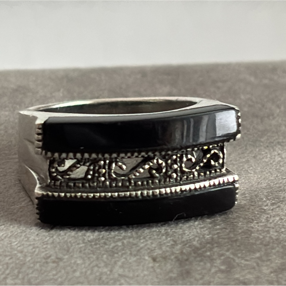 NF Sterling Silver and Black Onyx  Ring